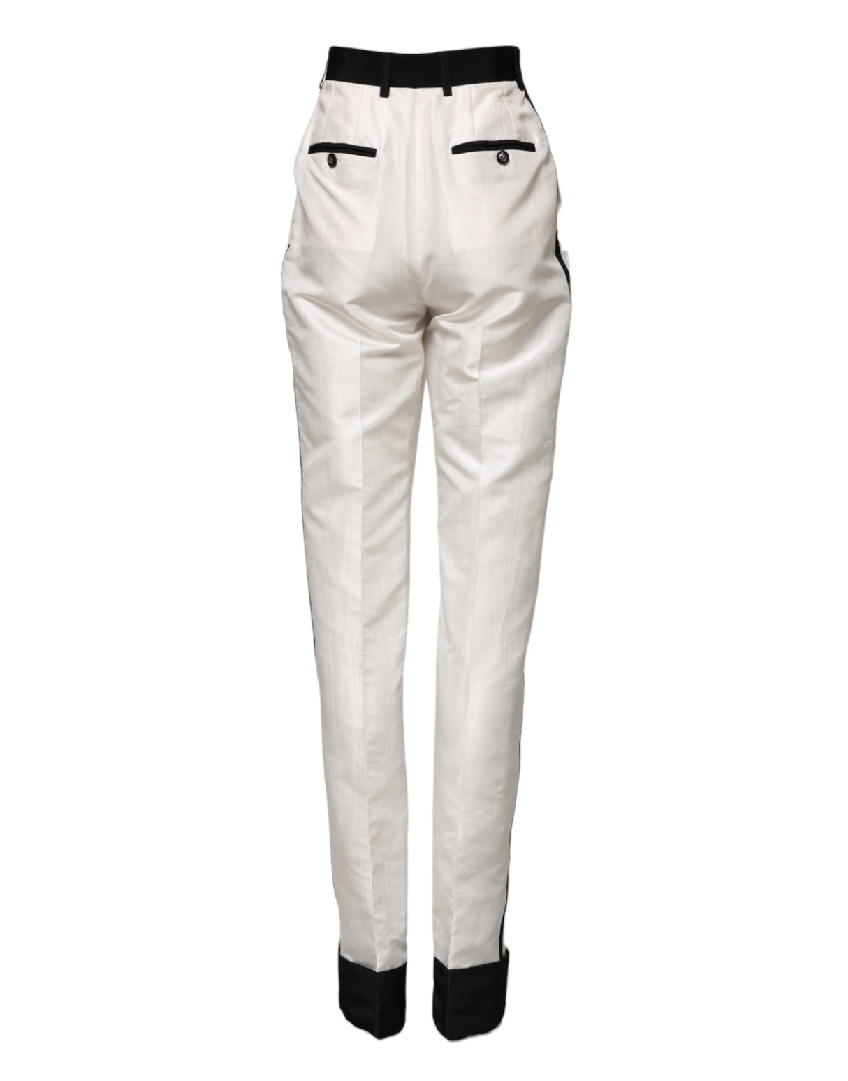 Dolce & Gabbana White High Waist Straight Dress Trouser Pants