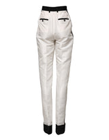 Dolce & Gabbana White High Waist Straight Dress Trouser Pants
