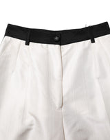 Dolce & Gabbana White High Waist Straight Dress Trouser Pants