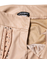 Dolce & Gabbana Beige Lace Details Mid Waist Skinny Pants