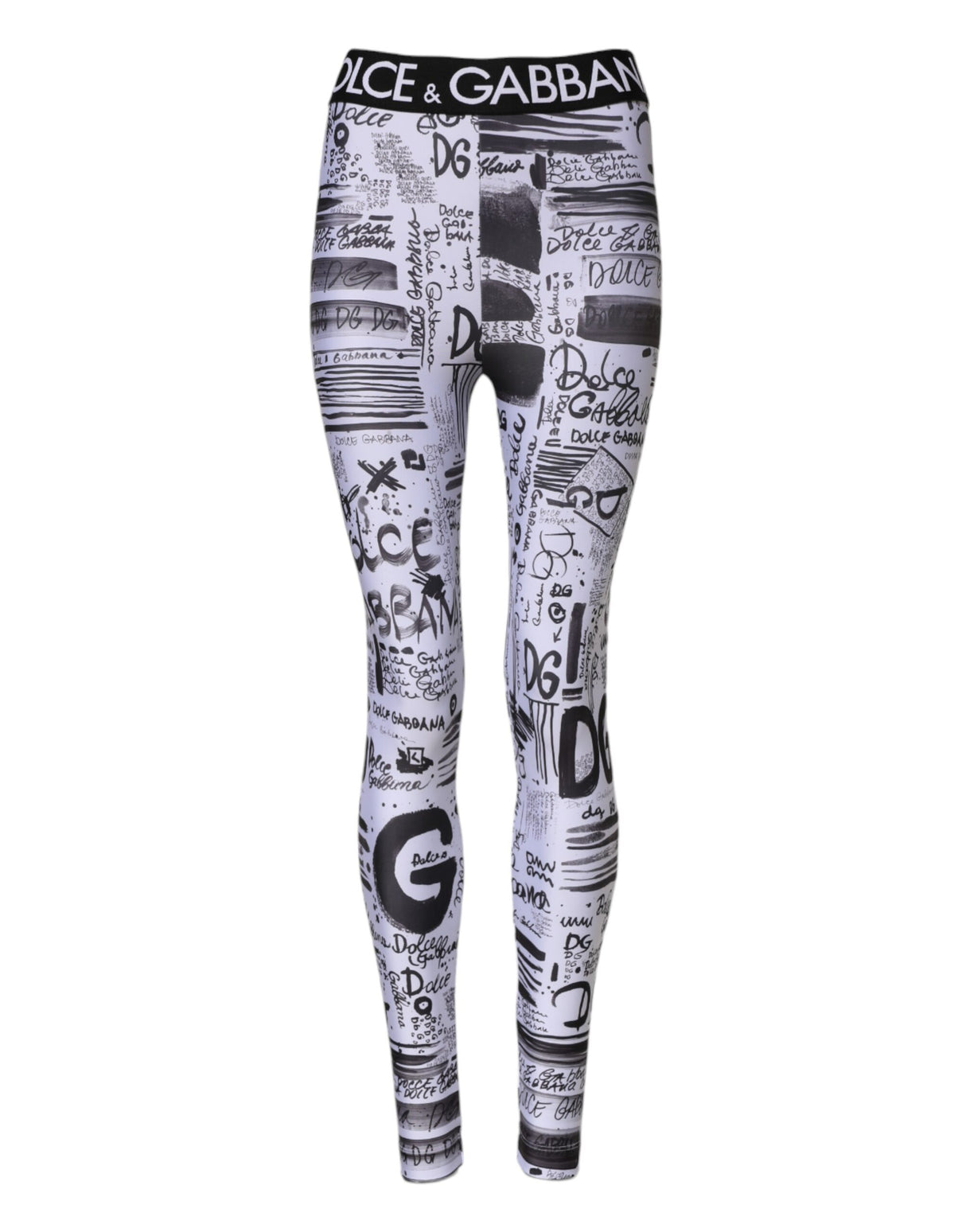 Dolce & Gabbana White Graphic HighWaist Skinny Leggings Pants