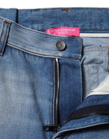 Dolce & Gabbana Blue Cotton High Waist Flared Denim Jeans