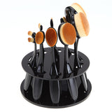 10-Hole Black Round Makeup Brush Holder