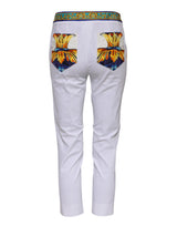 Dolce & Gabbana White Cotton Mid Waist Tapered Trouser Pants