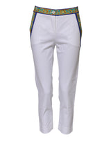 Dolce & Gabbana White Cotton Mid Waist Tapered Trouser Pants