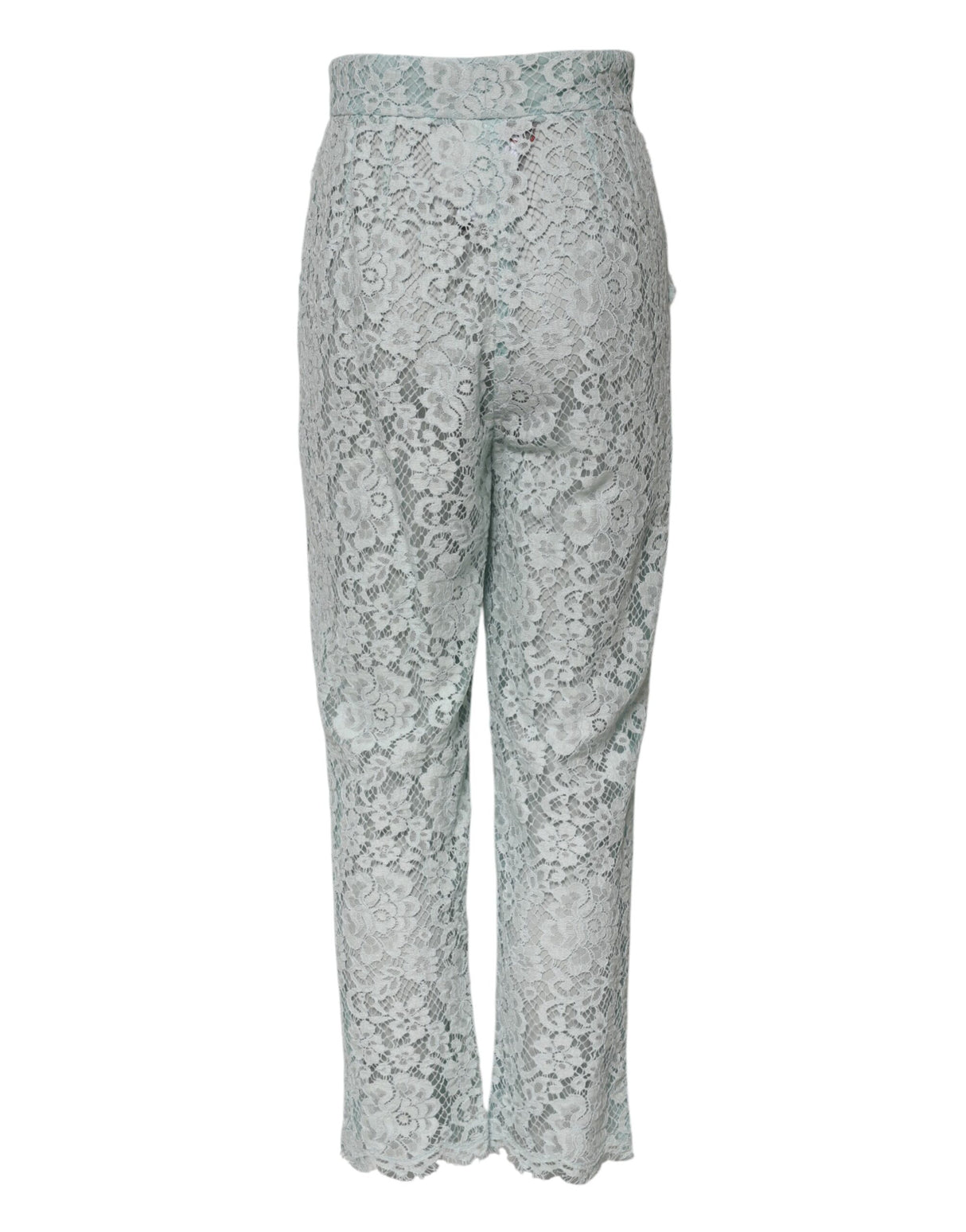 Dolce & Gabbana Mint Green Cotton Floral Lace Trousers Pants