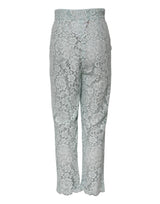 Dolce & Gabbana Mint Green Cotton Floral Lace Trousers Pants