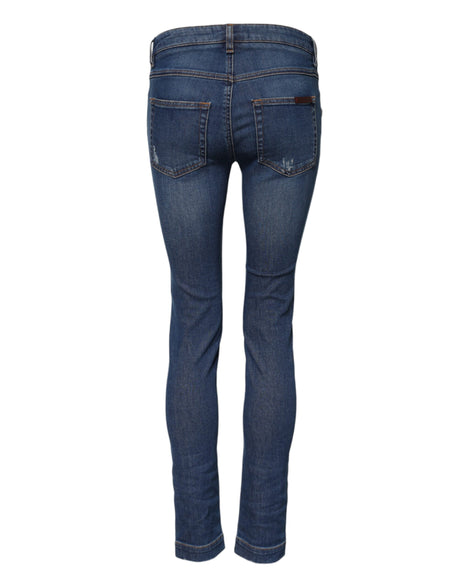 Dolce & Gabbana Blue Cotton Mid Waist Skinny Denim Jeans