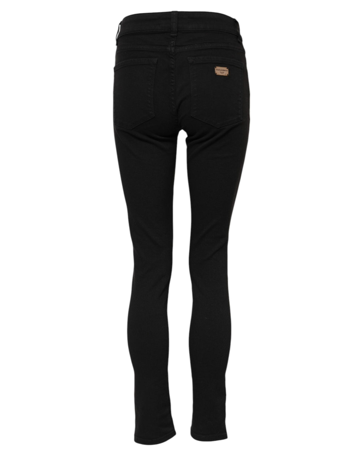 Dolce & Gabbana Black Cotton Logo Skinny MidWaist Denim Jeans