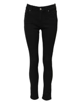 Dolce & Gabbana Black Cotton Logo Skinny MidWaist Denim Jeans