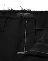 Dolce & Gabbana Black Cotton Mid Waist Flared Denim Jeans
