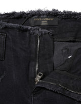 Dolce & Gabbana Black Cotton Tattered Skinny Denim Jeans