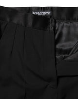 Dolce & Gabbana Black Wool Tapered High Waist Pants