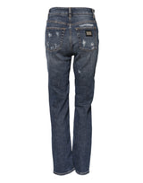 Dolce & Gabbana Blue Cotton Boyfriend Tattered Denim Jeans