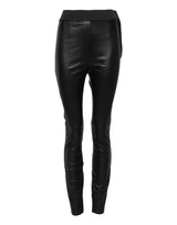 Dolce & Gabbana Black Leather Elastic Waist Pants
