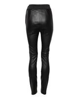Dolce & Gabbana Black Leather Elastic Waist Pants