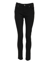 Dolce & Gabbana Black Cotton Logo Skinny Mid Waist Denim Jeans