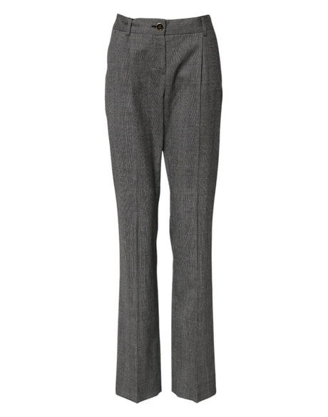 Dolce & Gabbana Gray Checkered High Waist Flared Pants