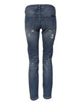 Dolce & Gabbana Blue Play Card Embroidery Skinny Denim Jeans
