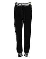 Dolce & Gabbana Black Cotton Jogger Logo Waist Pants