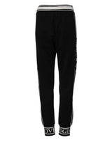 Dolce & Gabbana Black Cotton Jogger Logo Waist Pants