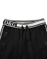 Dolce & Gabbana Black Cotton Jogger Logo Waist Pants