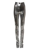 Dolce & Gabbana Metallic Silver Polyester Slim Fit Leggings Pants