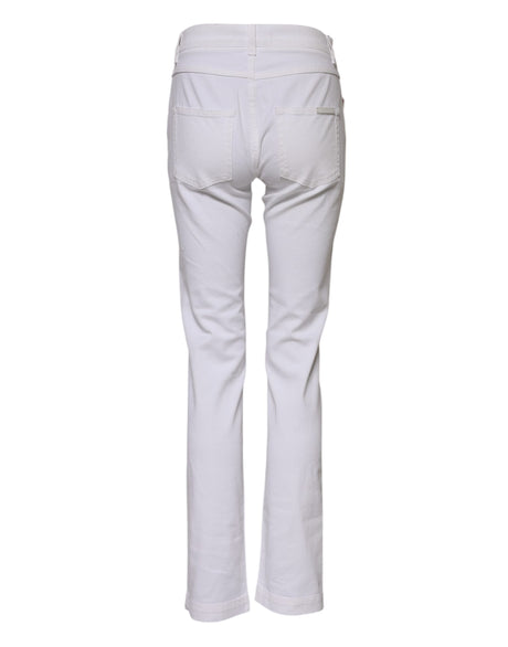 Dolce & Gabbana White Floral Embroidery GIRLY Denim Jeans