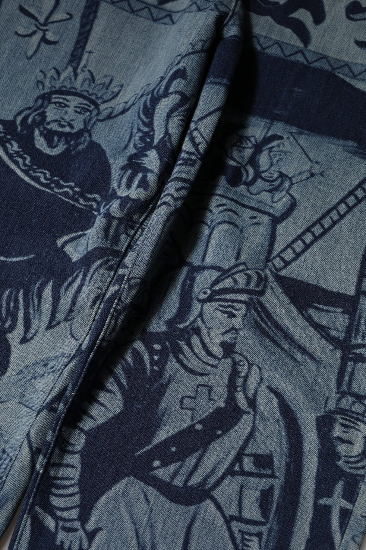 Dolce & Gabbana Blue Graphic Print Tapered Denim Jeans