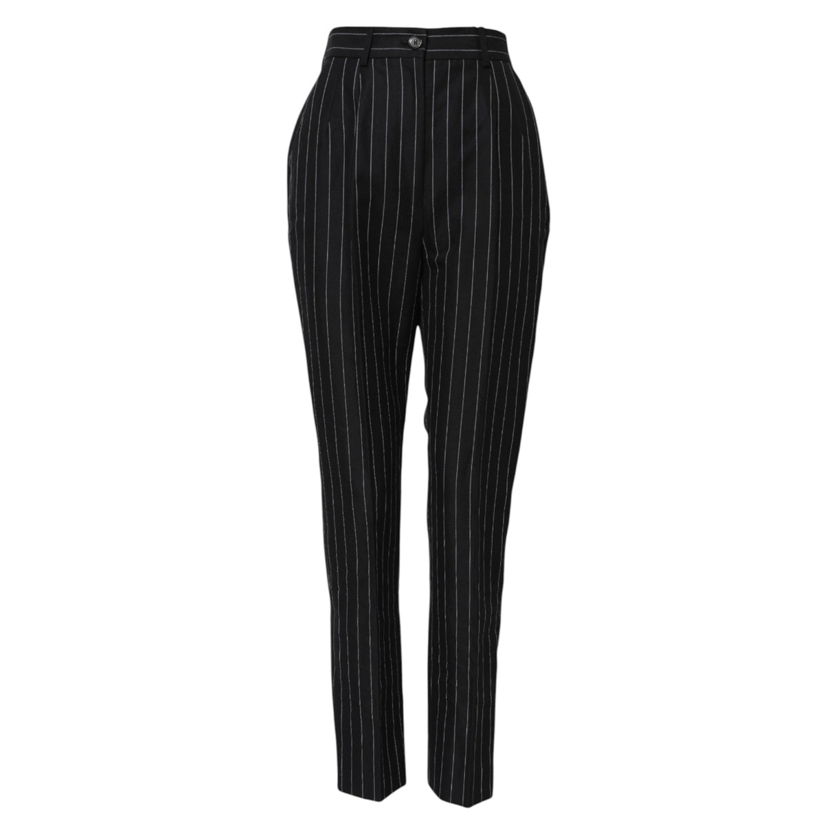 Dolce & Gabbana Black Stripes High Waist Tapered Pants