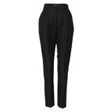 Dolce & Gabbana Black Stripes High Waist Tapered Pants