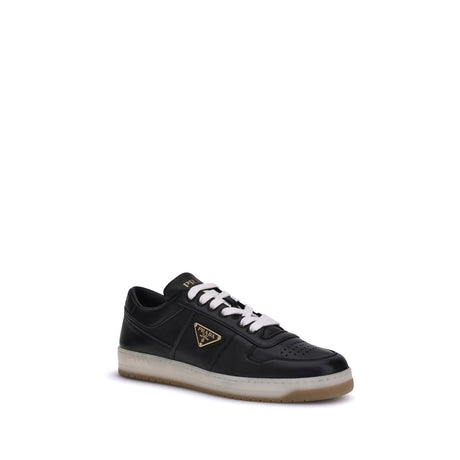 Prada Black Calf Leather Bos Taurus Low Top Sneakers