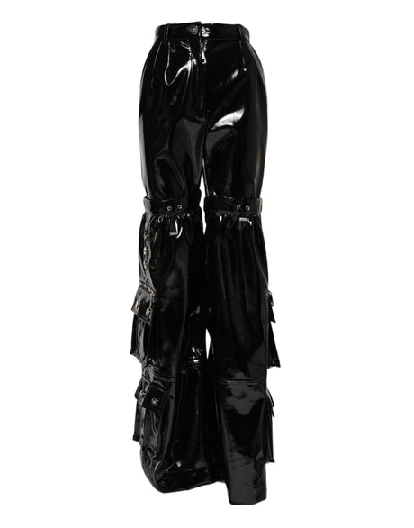 Dolce & Gabbana Black High Waist Cargo Bootcut Pants