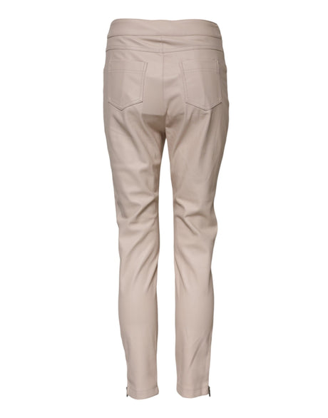 Elisabetta Franchi Beige High Waist Tapered Pants
