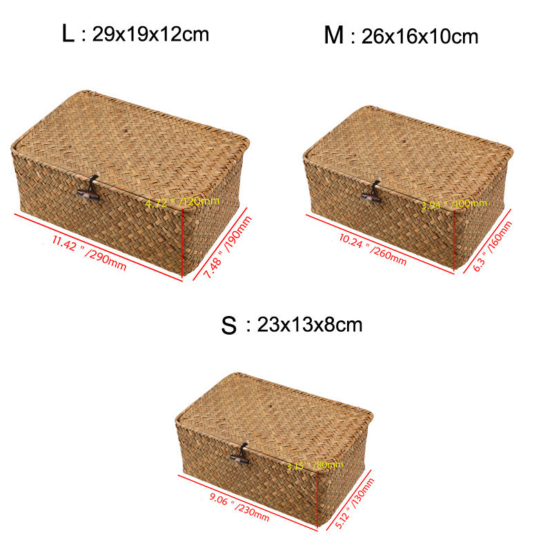 Handmade Seagrass Woven Storage Box with Lid