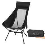 Finnhomy High Back Camping Chair with Head Support Portable Camping Chairs for Adults Compact Lawn Chairs Foldable Camp Chair with Carry Bag for Hiking Fishing Beach and Backpacking(Black)