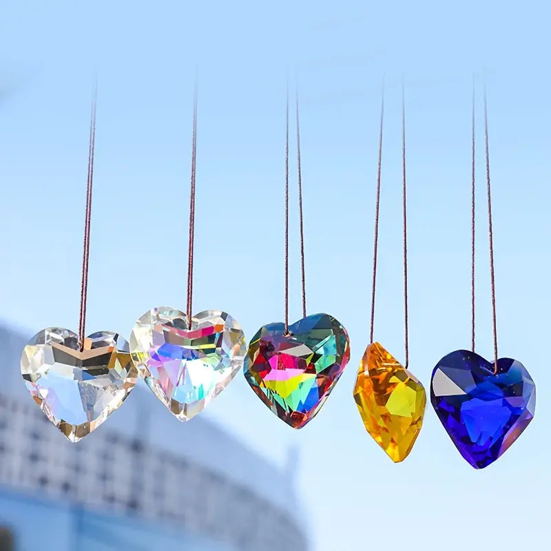 Heart-Shaped Sun Catcher Crystal Pendant for Home Decor