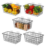 5 Pack Wire Storage Baskets Hanging Wall Basket Premium Metal Storage Bin Organizer Basket for Home Office Kitchen Pantry Bathroom Countertop Black