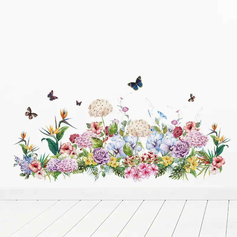 2pcs Butterfly Flower Pattern Wall Decals for Home Decor