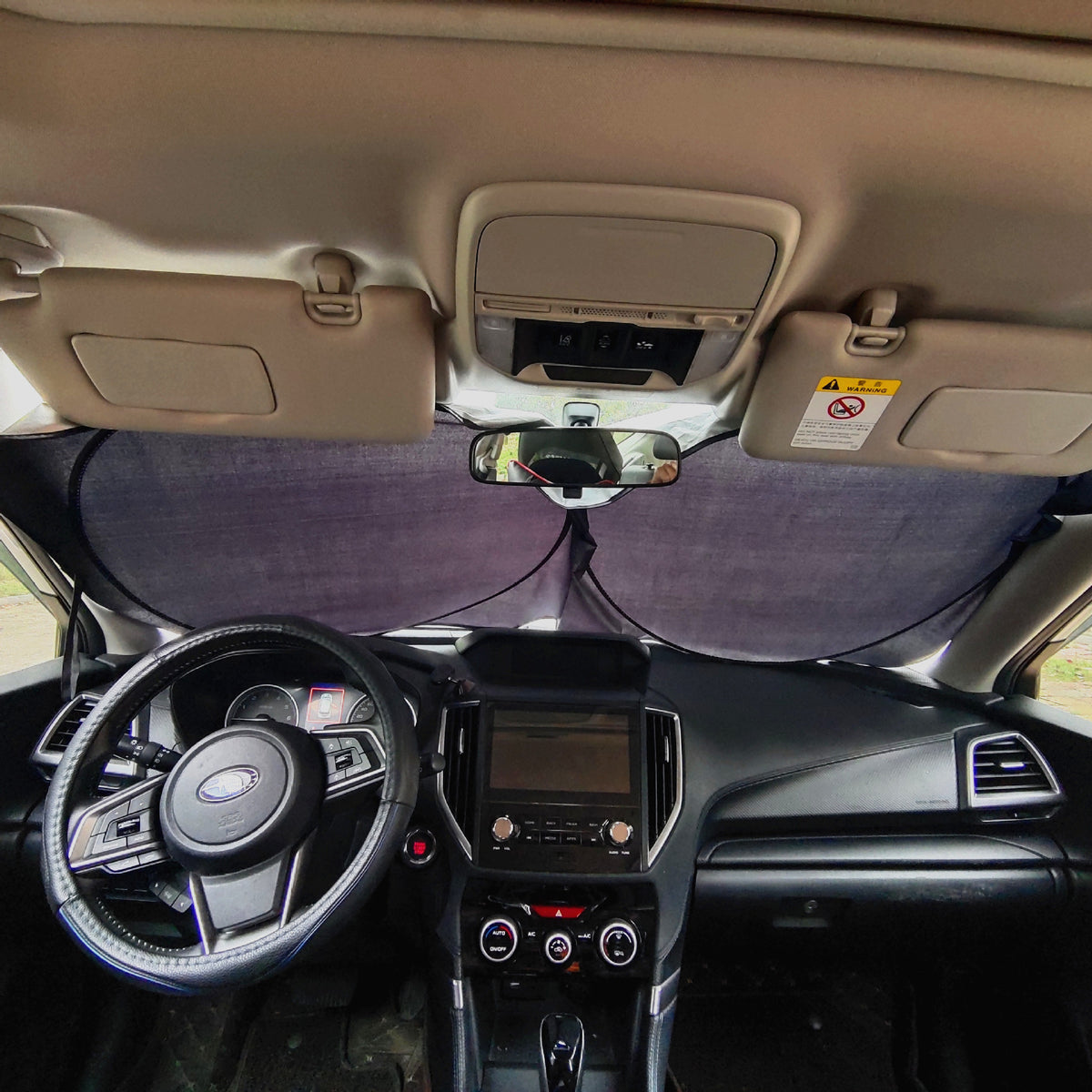 Car Sunshade with Double Circle Silver Coating 150*70CM