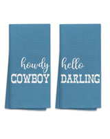 OHSUL Western Bathroom Decor Western Kitchen Hand Towels Western Bathroom Accessories Western Towels for Bathroom Western Kitchen Decor Kitchen Towels Set of 2(Blue)
