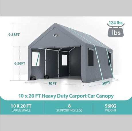 10x20 Heavy Duty Carport Canopy - Oversized Portable Car Tent Garage