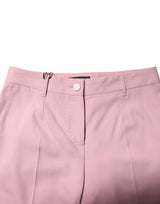 Dolce & Gabbana Pink Wool Mid Waist Tapered Pants