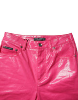 Dolce & Gabbana Pink Cotton High Waisted Skinny Denim Jeans