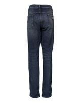 Dolce & Gabbana Blue Cotton Mid Waisted Straight Denim Jeans