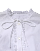 Dolce & Gabbana White Ruffled Lace Embellished Blouse Top