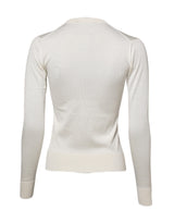 Dolce & Gabbana White Silk Lily Buttoned Cardigan Sweater