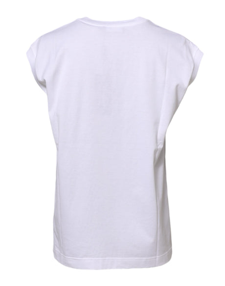Dolce & Gabbana White Cotton Sleeveless Women Tank T-shirt