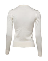 Dolce & Gabbana White Silk Lily Embellished Cardigan Sweater