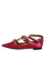 Prosperine Red Gold Studded Pointed Toe Ballet Flats Shoes